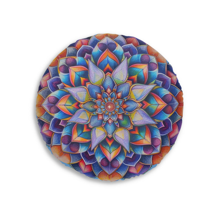 Mandala Art Floor Cushion Beautiful - Tufted Floor Pillow, Round - Blululi