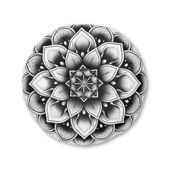 Mandala Art Floor Cushion Black & White - Tufted Floor Pillow, Round - Blululi