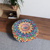 Mandala Art Floor Cushion Colorful - Tufted Floor Pillow, Round - Blululi