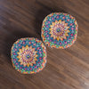 Mandala Art Floor Cushion Colorful - Tufted Floor Pillow, Round - Blululi