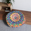 Mandala Art Floor Cushion Colorful - Tufted Floor Pillow, Round - Blululi