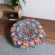 Mandala Art Floor Cushion Flowers - Tufted Floor Pillow, Round - Blululi