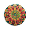 Mandala Art Floor Cushion Green Red - Tufted Floor Pillow, Round - Blululi