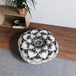 Mandala Art Floor Cushion Light Teal - Tufted Floor Pillow, Round - Blululi