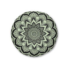 Mandala Art Floor Cushion Light Teal - Tufted Floor Pillow, Round - Blululi