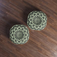 Mandala Art Floor Cushion Light Teal - Tufted Floor Pillow, Round - Blululi