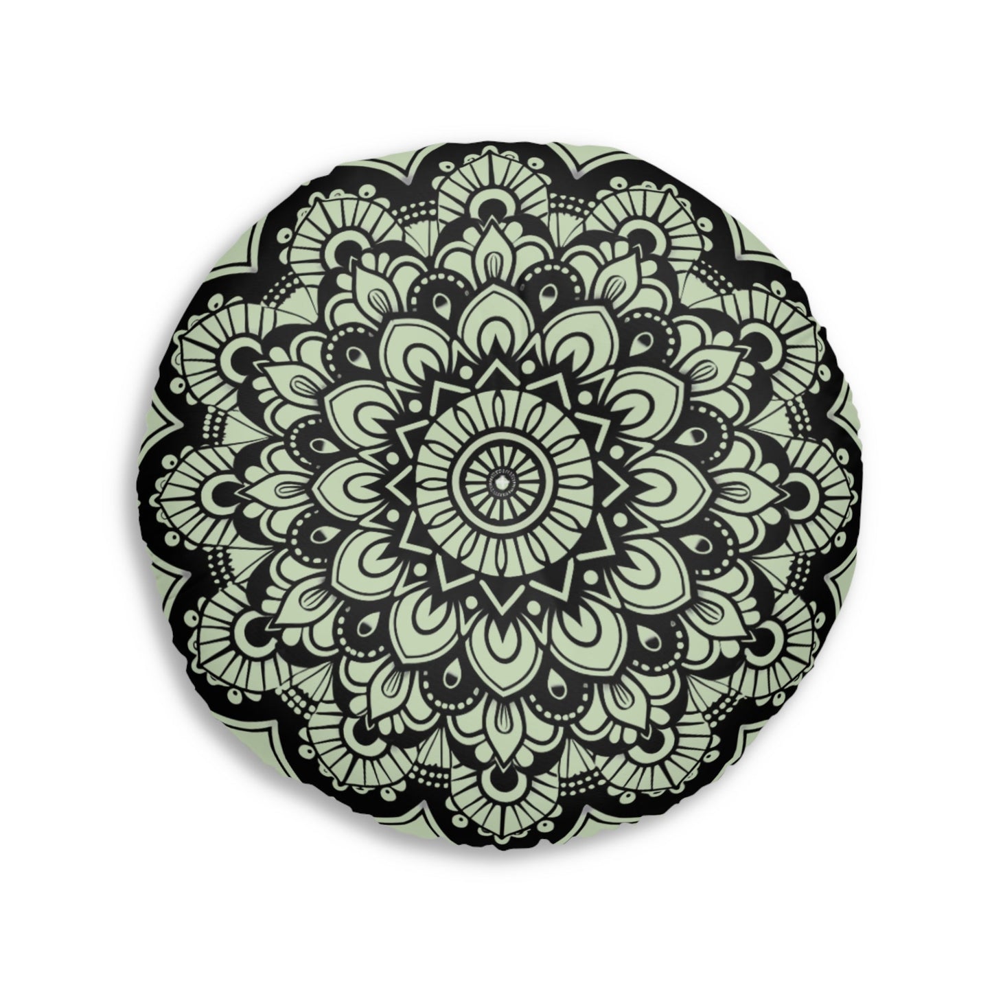 Mandala Art Floor Cushion Light Teal - Tufted Floor Pillow, Round - Blululi