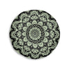 Mandala Art Floor Cushion Light Teal - Tufted Floor Pillow, Round - Blululi