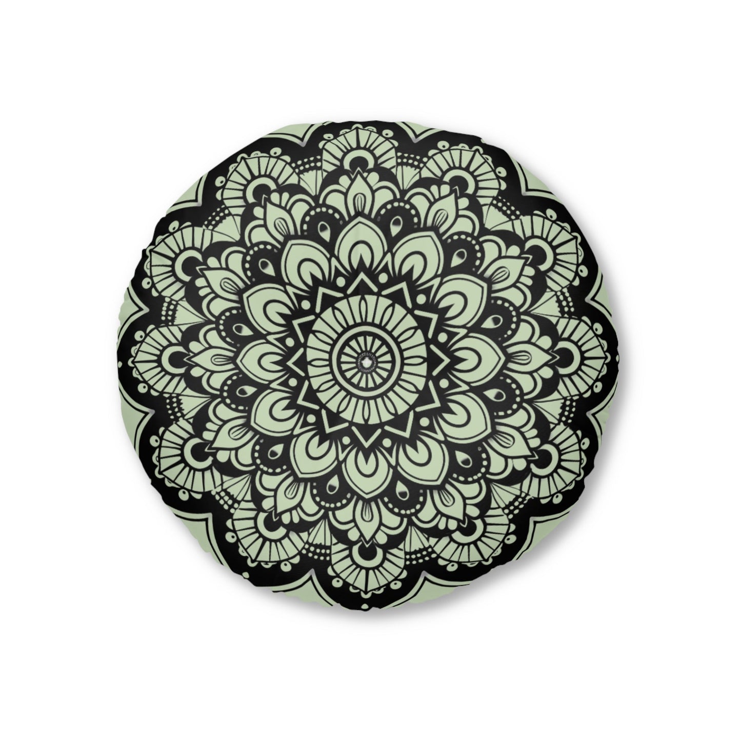 Mandala Art Floor Cushion Light Teal - Tufted Floor Pillow, Round - Blululi