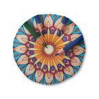 Mandala Art Floor Cushion Pencils - Tufted Floor Pillow, Round - Blululi