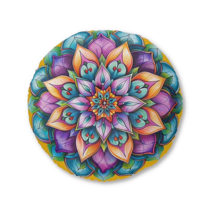 Mandala Art Floor Cushion - Tufted Floor Pillow, Round - Blululi