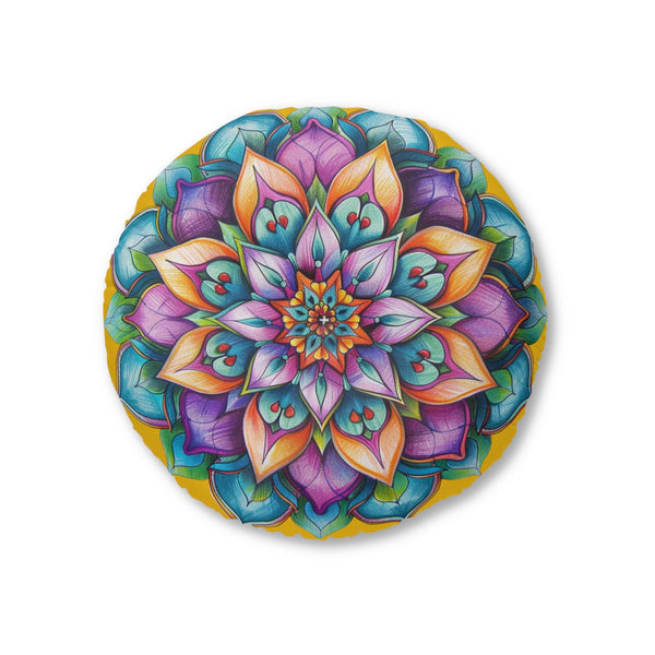 Mandala Art Floor Cushion - Tufted Floor Pillow, Round - Blululi