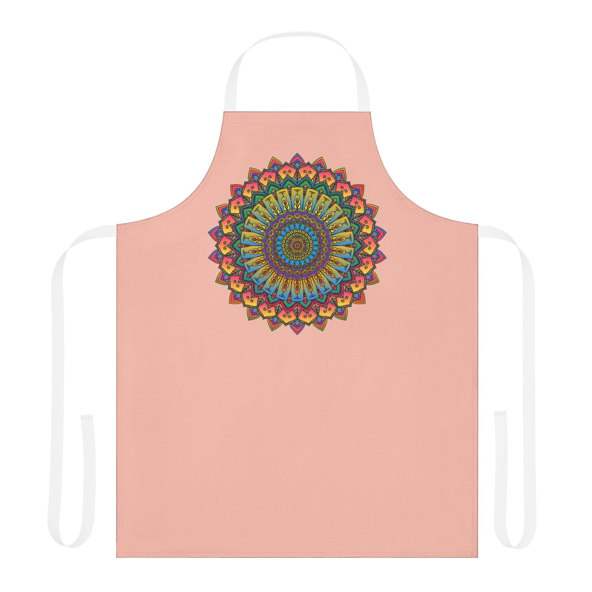 Mandala Art Peach Apron - Intricate Design All Over Prints - Blululi