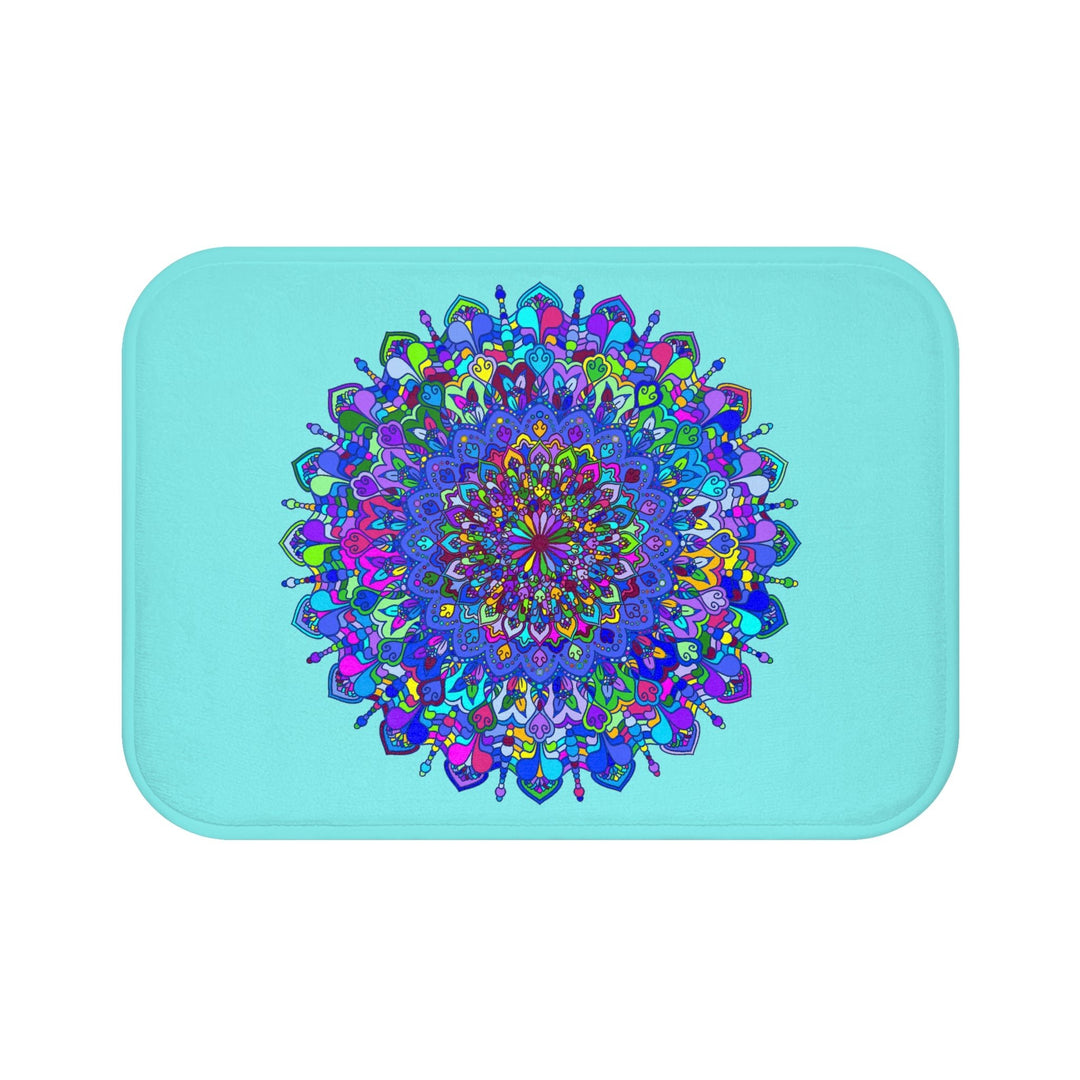 Mandala Bath Mat Light Blue Home Decor - Blululi