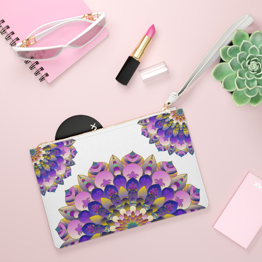 Mandala Clutch Bag: Purple Floral Art Bags - Blululi