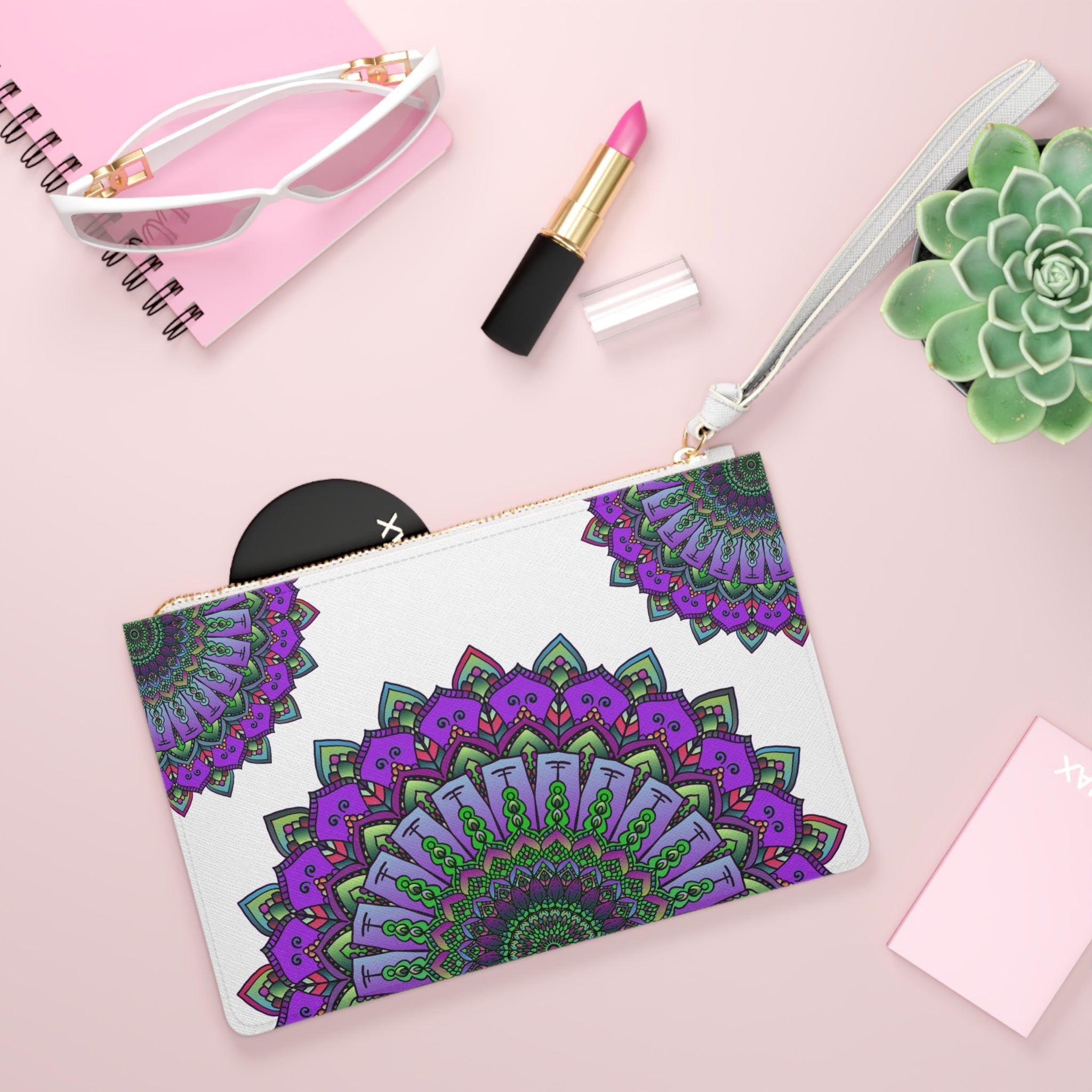 Mandala Clutch Bag: Purple, Green, Pink Bags - Blululi