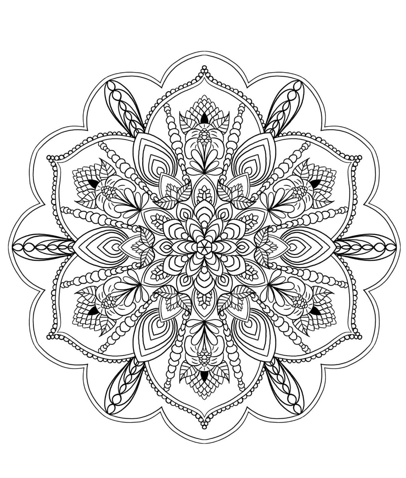 Mandala Coloring Pages 16 Hand Drawn Designs - Adult Coloring - 16 Pages digital download - Blululi