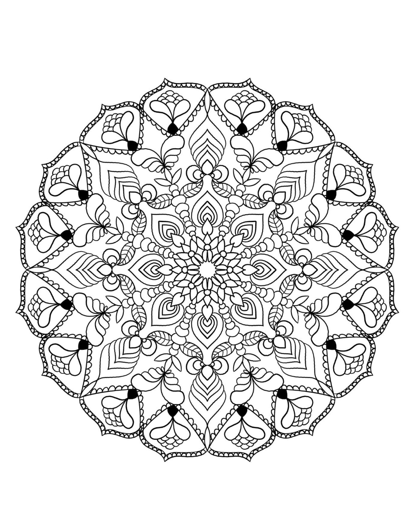 Mandala Coloring Pages 16 Hand Drawn Designs - Adult Coloring - 16 Pages digital download - Blululi