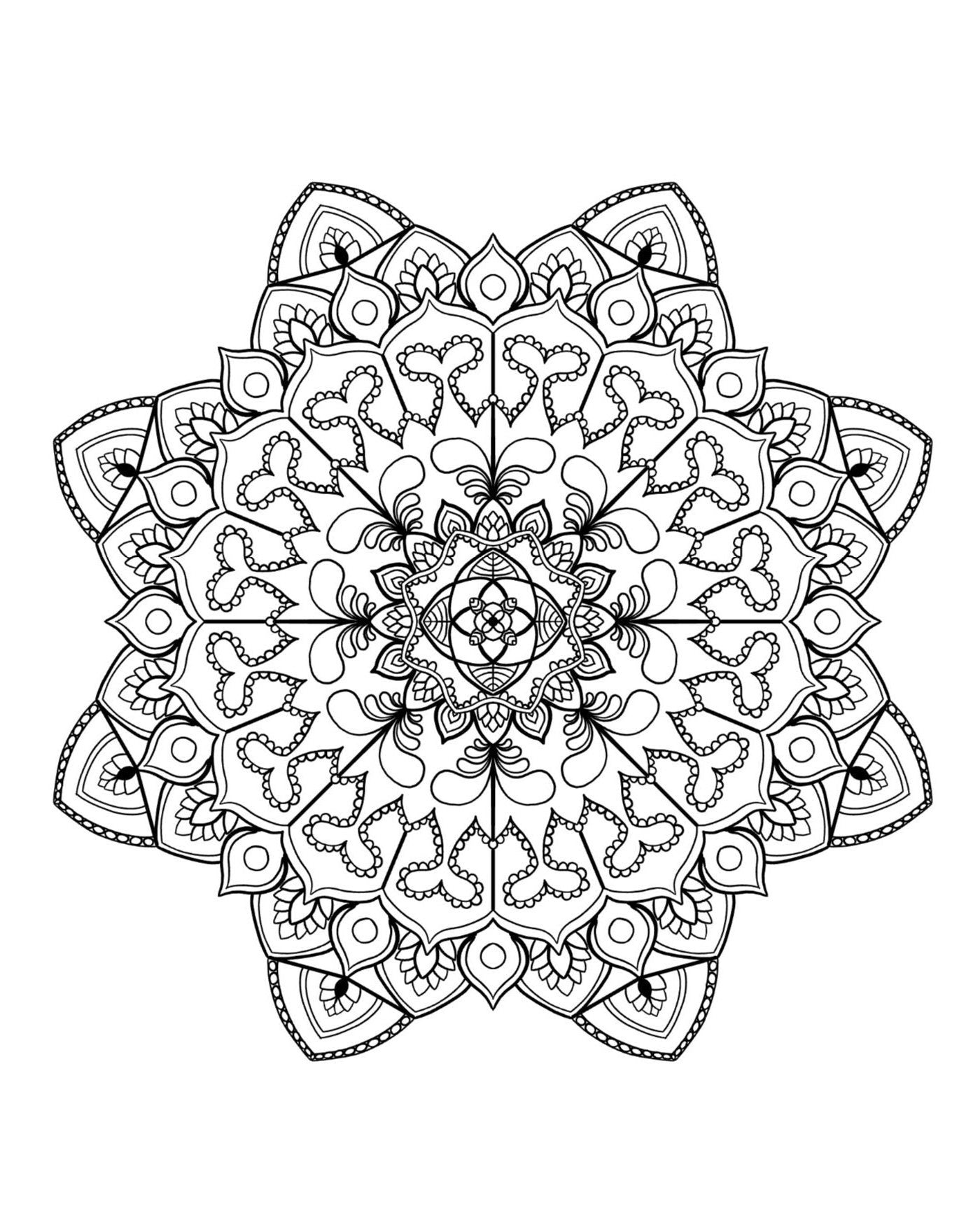 Mandala Coloring Pages 16 Hand Drawn Designs - Adult Coloring - 16 Pages digital download - Blululi