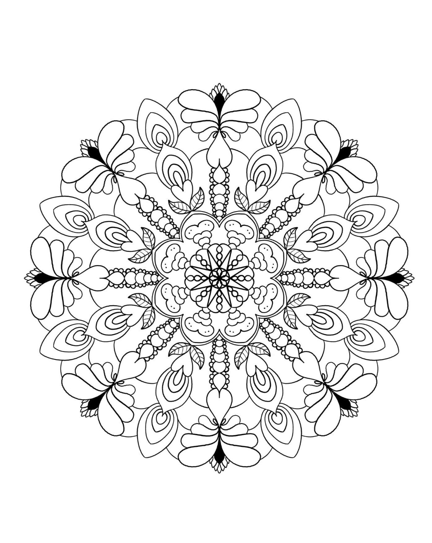 Mandala Coloring Pages 16 Hand Drawn Designs - Adult Coloring - 16 Pages digital download - Blululi