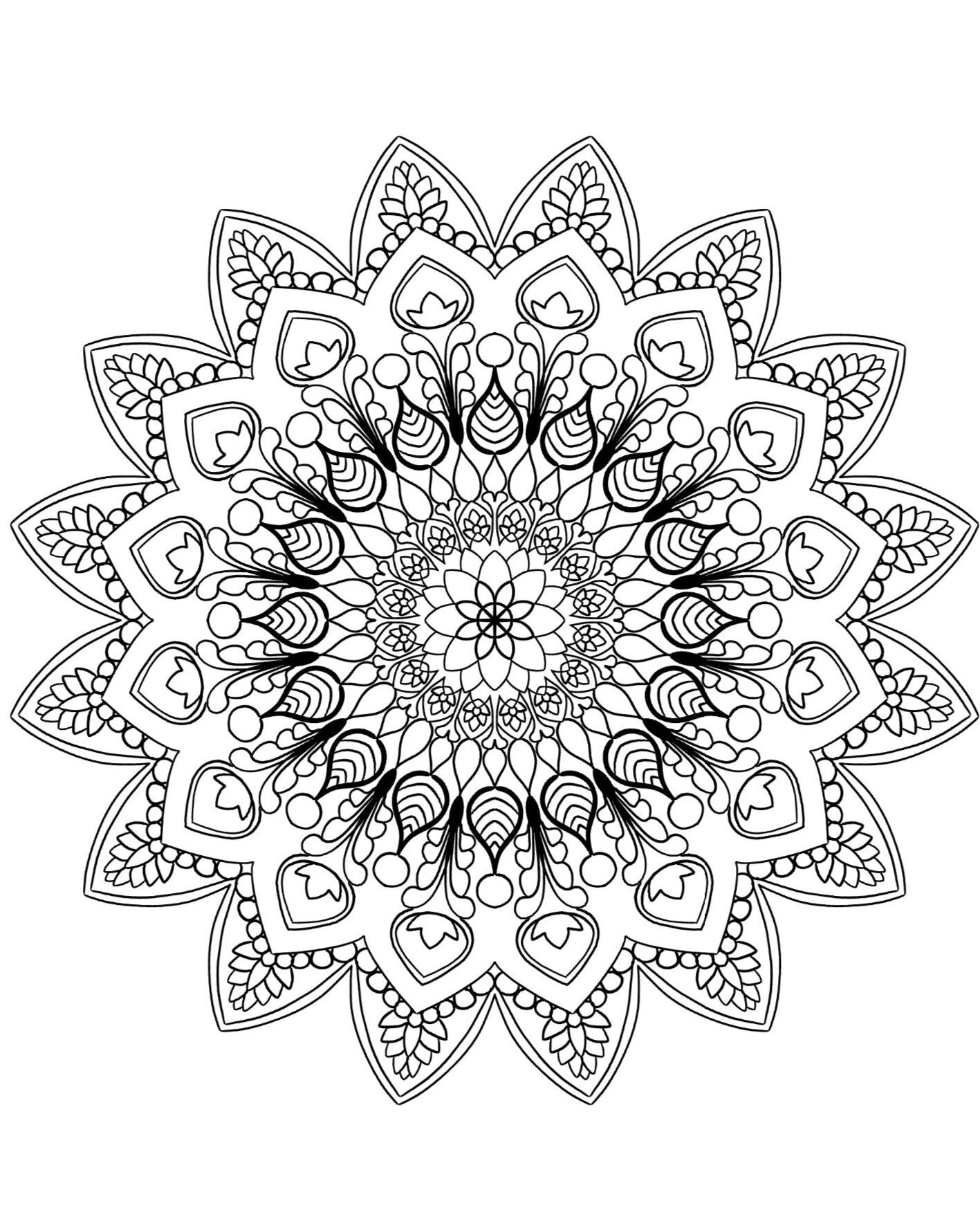 Mandala Coloring Pages 16 Hand Drawn Designs - Adult Coloring - 16 Pages digital download - Blululi