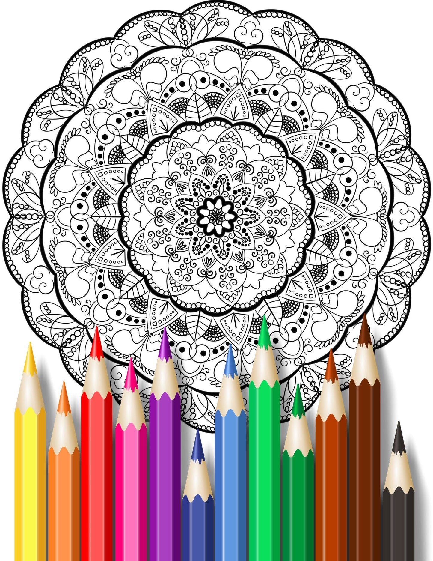 Mandala Coloring Pages 16 Hand Drawn Designs - Zentangle, Adult Coloring Pages, Antistress, Art Therapy" - 8.5x11 inches digital download - Blululi