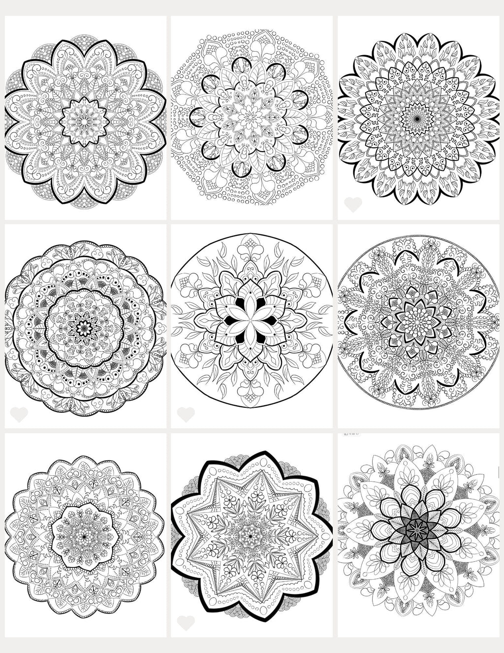 Mandala Coloring Pages 16 Hand Drawn Designs - Zentangle, Adult Coloring Pages, Antistress, Art Therapy" - 8.5x11 inches digital download - Blululi