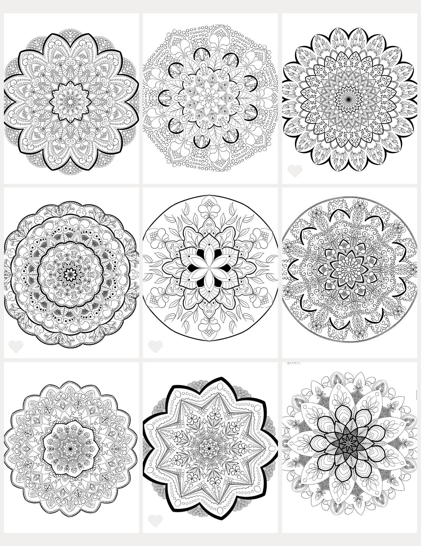 Mandala Coloring Pages 16 Hand Drawn Designs - Zentangle, Adult Coloring Pages, Antistress, Art Therapy" - 8.5x11 inches digital download - Blululi