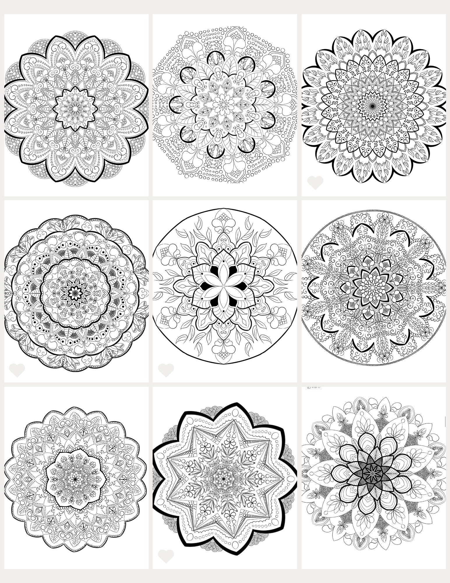 Mandala Coloring Pages 16 Hand Drawn Designs - Zentangle, Adult Coloring Pages, Antistress, Art Therapy" - 8.5x11 inches digital download - Blululi