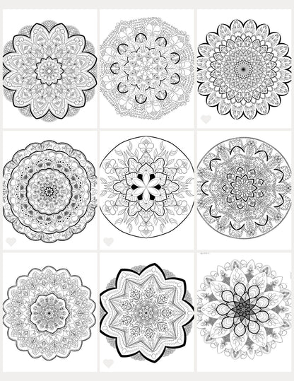 Mandala Coloring Pages 16 Hand Drawn Designs - Zentangle, Adult Coloring Pages, Antistress, Art Therapy" - 8.5x11 inches digital download - Blululi