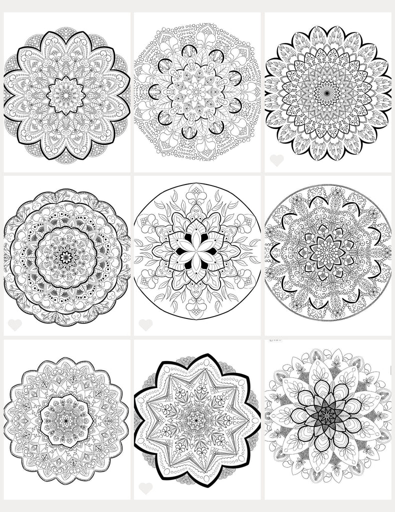 Mandala Coloring Pages 16 Hand Drawn Designs - Zentangle, Adult Coloring Pages, Antistress, Art Therapy" - 8.5x11 inches digital download - Blululi