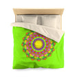Mandala Duvet Cover for Kids' Bed - Hand - drawn Stars and Spirals - Vibrant Green - Fun and Colorful Spring Flower Design - Blululi