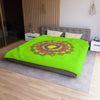 Mandala Duvet Cover for Kids' Bed - Hand - drawn Stars and Spirals - Vibrant Green - Fun and Colorful Spring Flower Design - Blululi