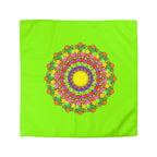 Mandala Duvet Cover for Kids' Bed - Hand - drawn Stars and Spirals - Vibrant Green - Fun and Colorful Spring Flower Design - Blululi
