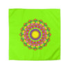 Mandala Duvet Cover for Kids' Bed - Hand - drawn Stars and Spirals - Vibrant Green - Fun and Colorful Spring Flower Design - Blululi