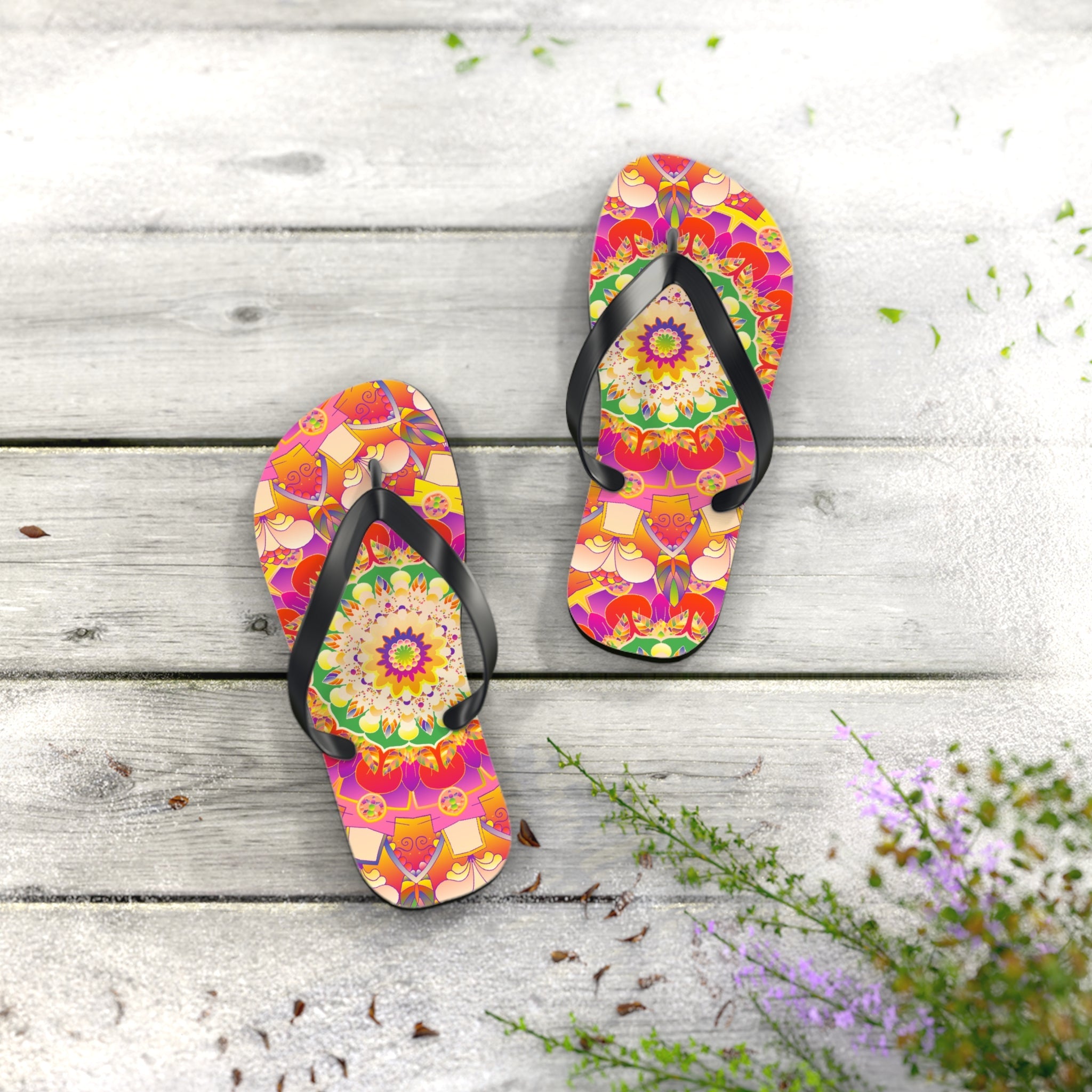 Mandala Flip Flops: Colorful & Intricate Design Shoes - Blululi