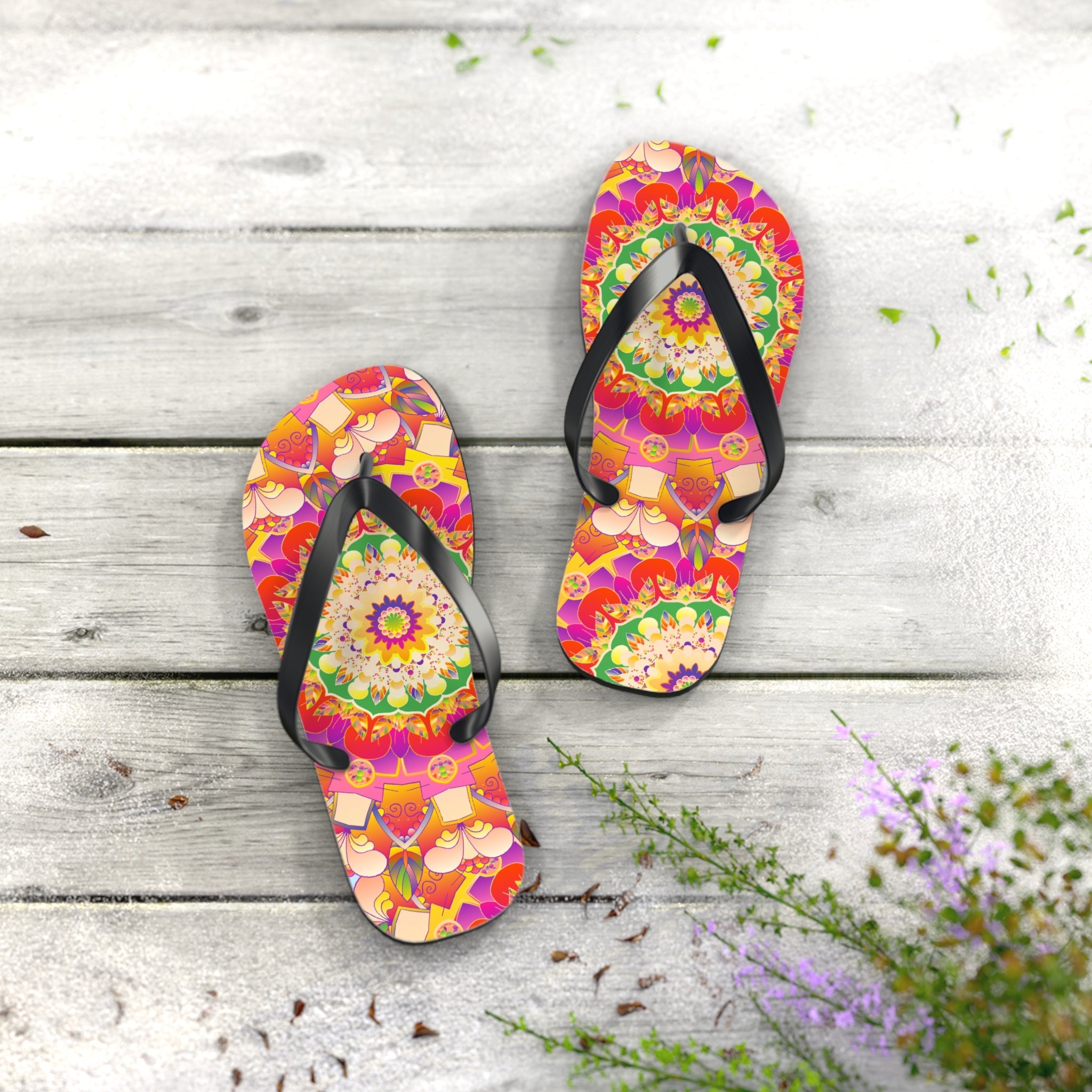 Mandala Flip Flops: Colorful & Intricate Design Shoes - Blululi