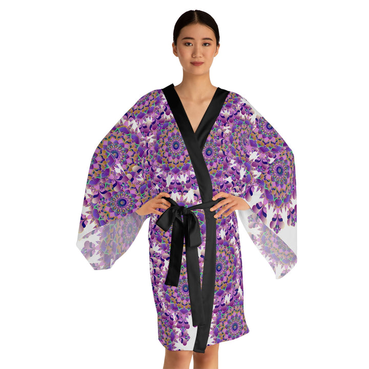 Mandala Floral Kimono Robe - Hand Drawn Art All Over Prints - Blululi