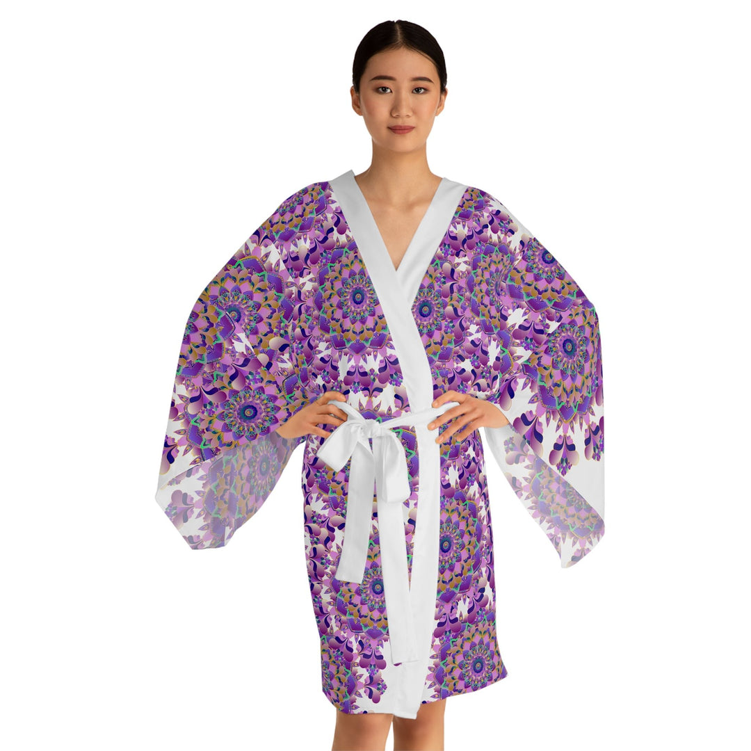 Mandala Floral Kimono Robe - Hand Drawn Art All Over Prints - Blululi