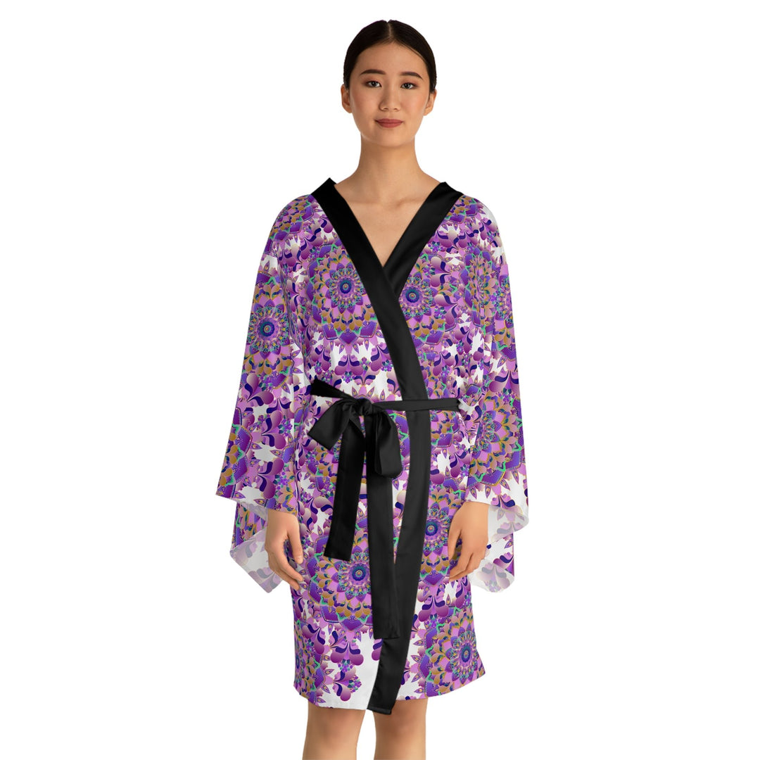 Mandala Floral Kimono Robe - Hand Drawn Art All Over Prints - Blululi