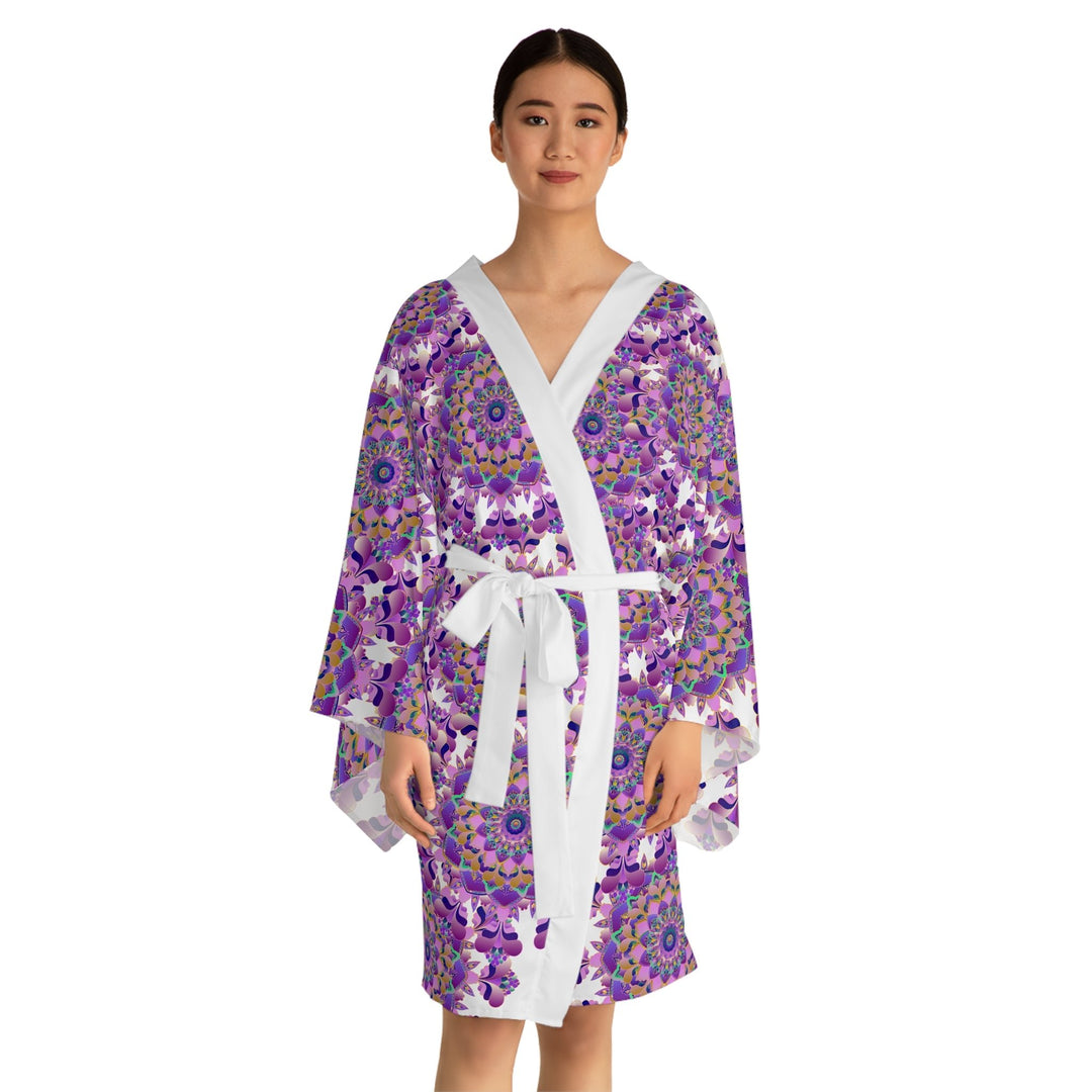 Mandala Floral Kimono Robe - Hand Drawn Art All Over Prints - Blululi