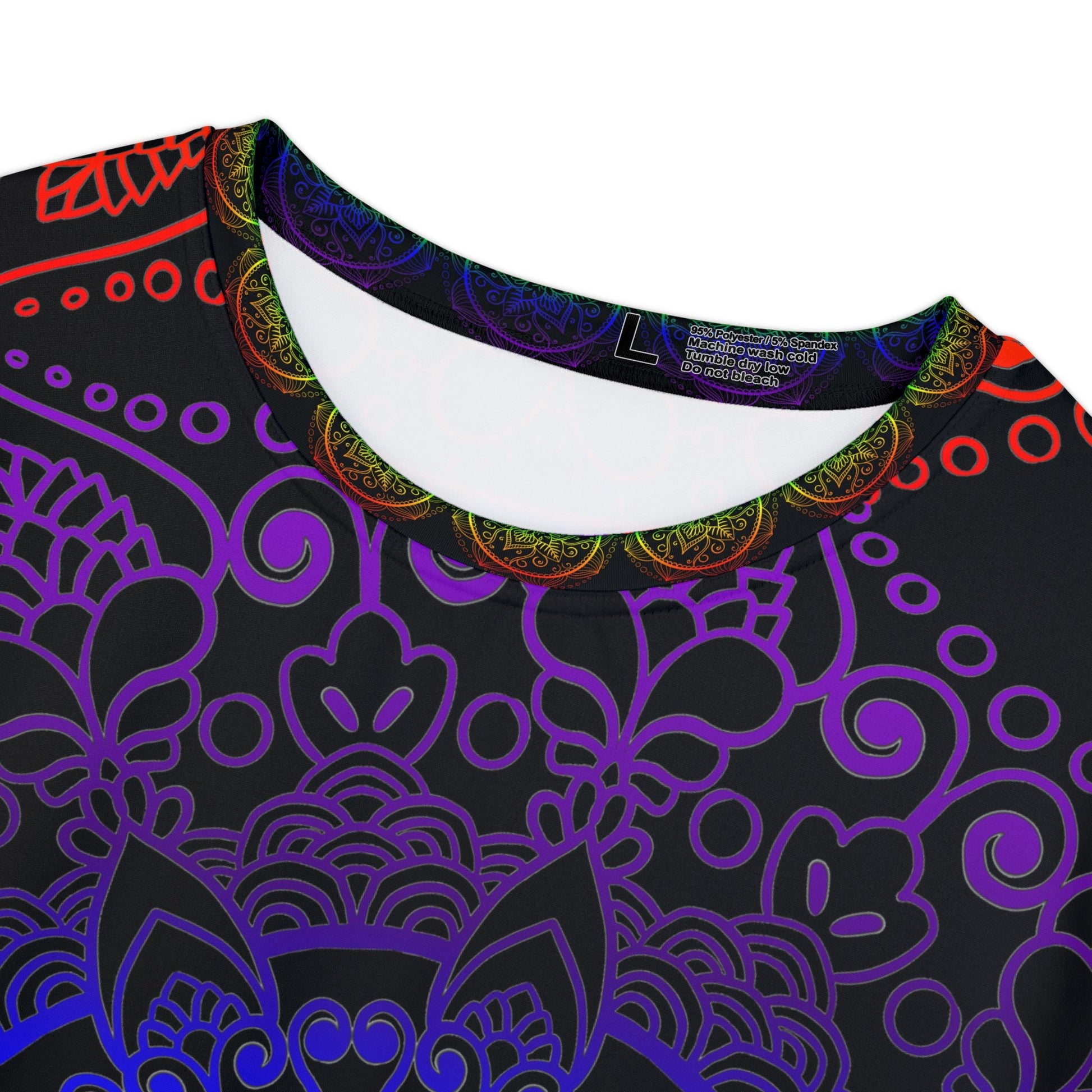 Mandala Handmade Rainbow Design - Black background - Women's Short Sleeve Shirt (AOP) - Blululi