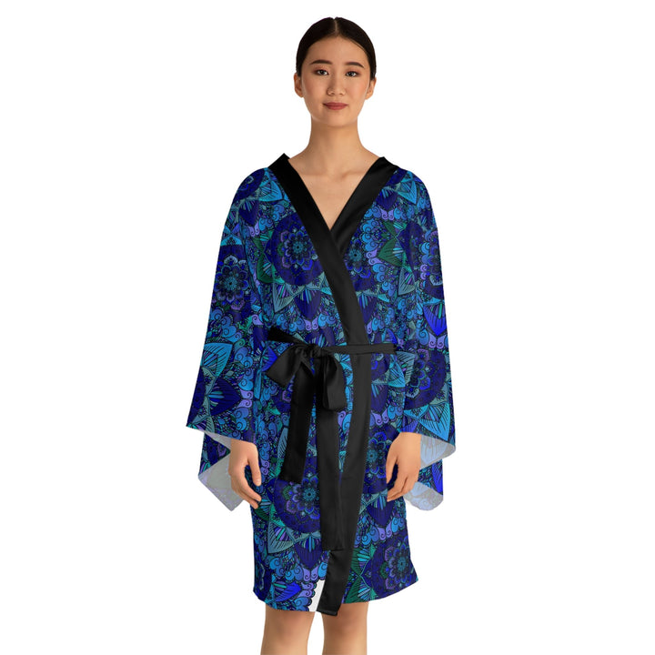 Mandala Kimono Robe - Blue, Green, Purple All Over Prints - Blululi