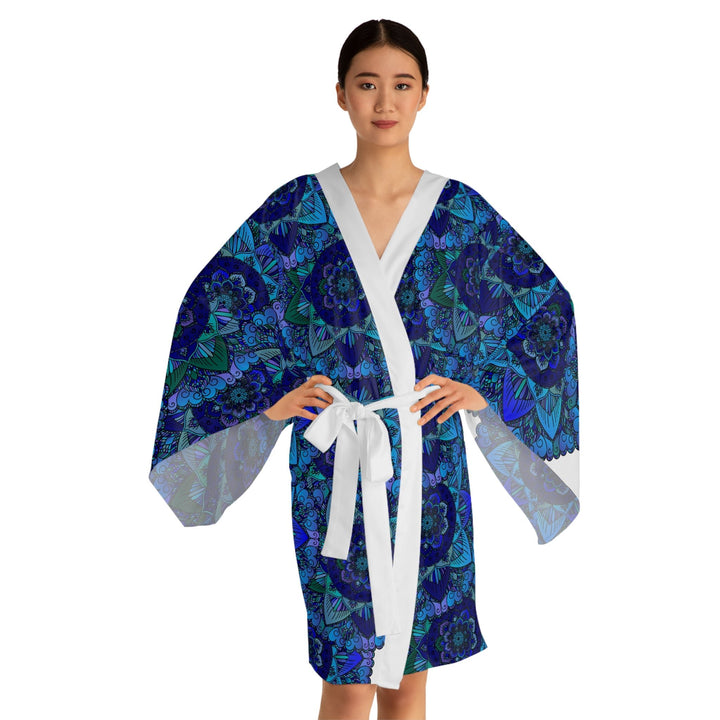 Mandala Kimono Robe - Blue, Green, Purple All Over Prints - Blululi