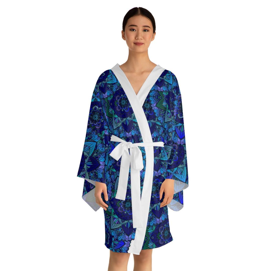 Mandala Kimono Robe - Blue, Green, Purple All Over Prints - Blululi