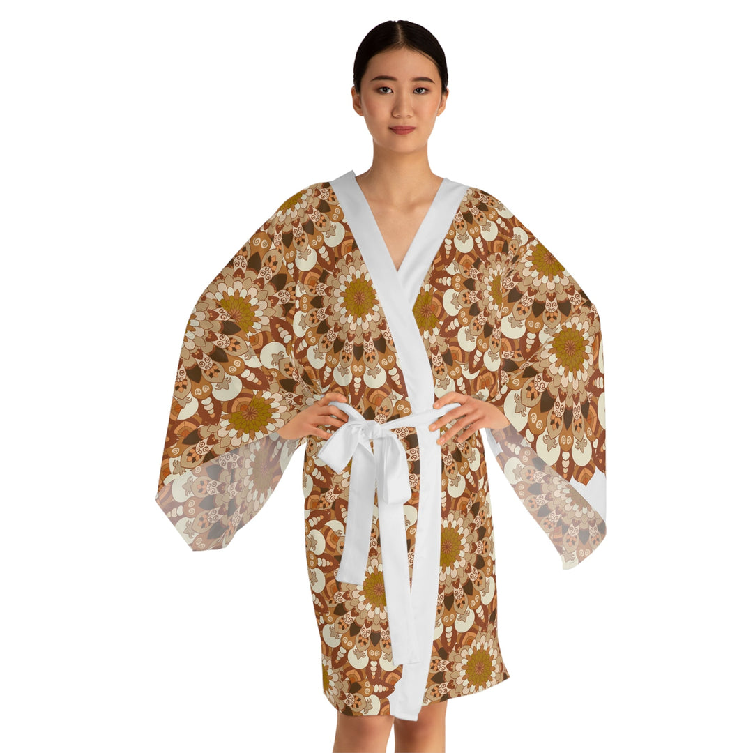 Mandala Kimono Robe - Bohemian Floral Art All Over Prints - Blululi