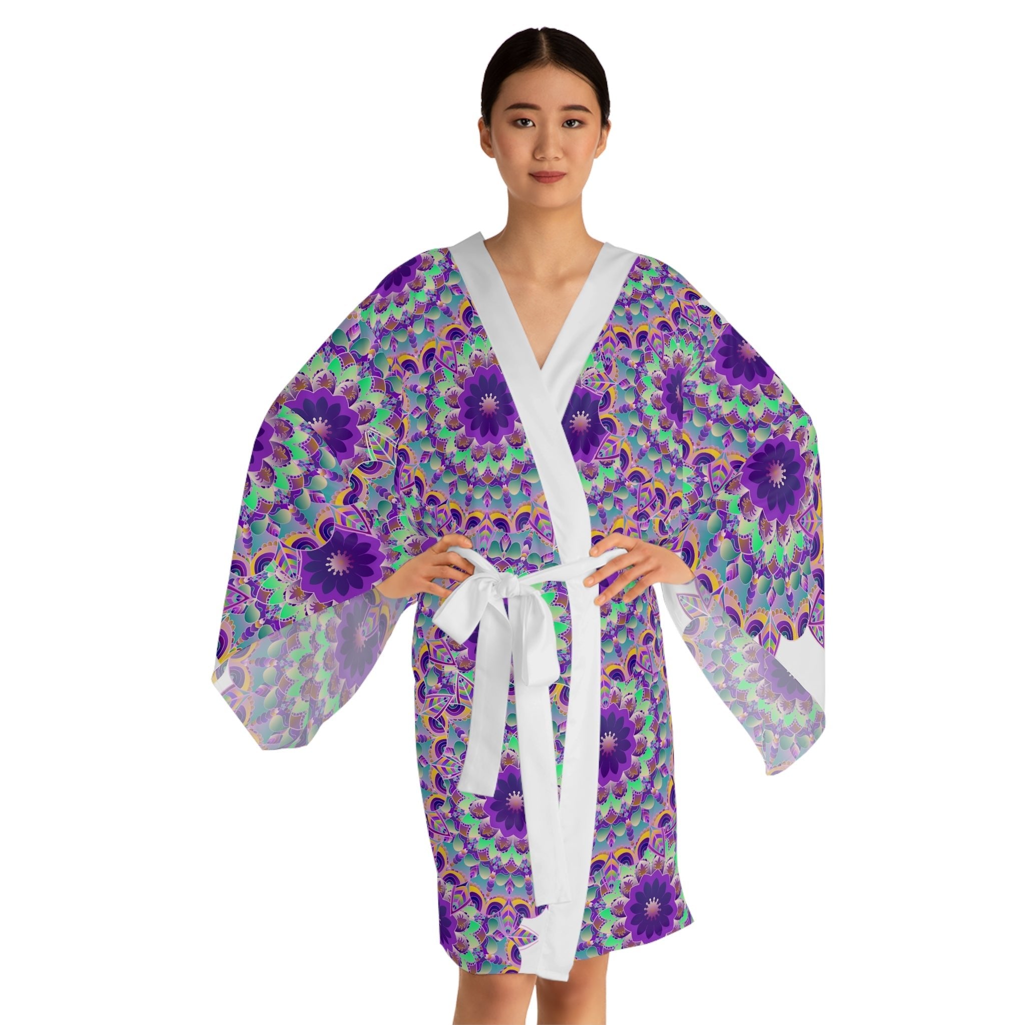 Mandala Kimono Robe - Colorful Floral Art All Over Prints - Blululi