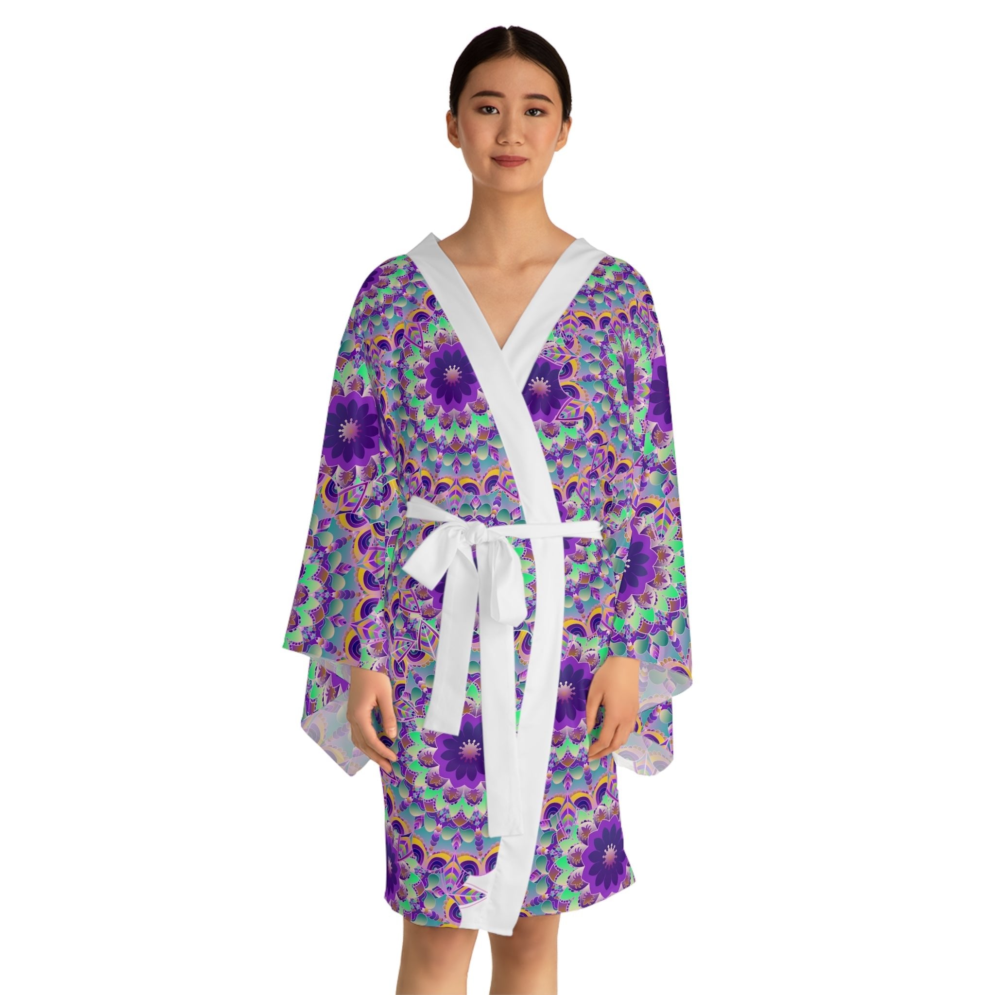 Mandala Kimono Robe - Colorful Floral Art All Over Prints - Blululi