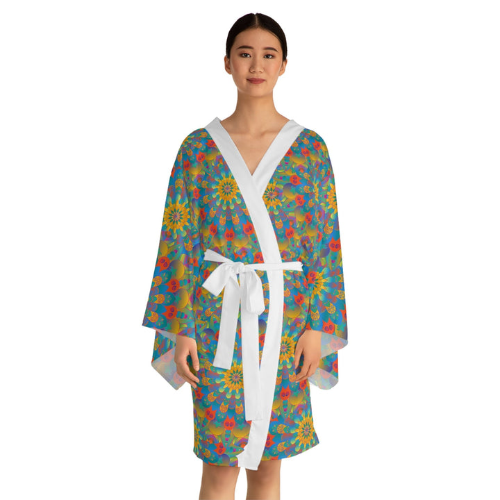 Mandala Kimono Robe - Colorful Hand Drawn Art All Over Prints - Blululi