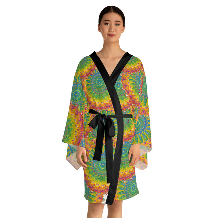 Mandala Kimono Robe - Vibrant Art Silk All Over Prints - Blululi